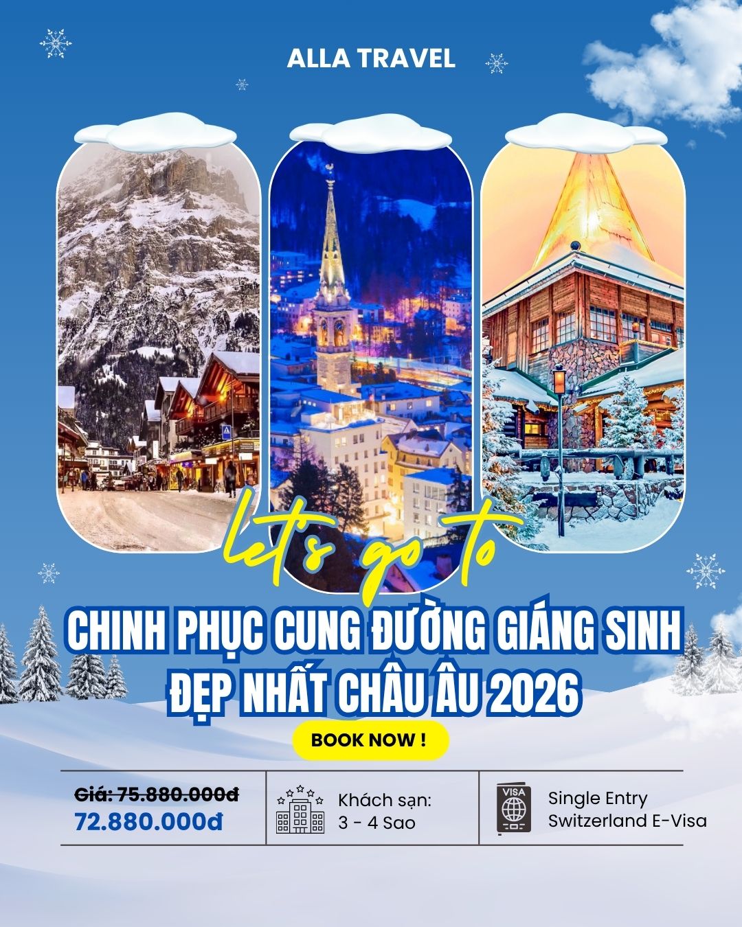 Chinh phục cung đường Giáng sinh đẹp nhất châu Âu tại Thụy Sĩ luôn là giấc mơ cháy bỏng của những tâm hồn đam mê dịch chuyển khi những bông tuyết đầu mùa bắt đầu rơi và ánh đèn lấp lánh nhuộm sáng các thị trấn cổ tích vùng Alps.